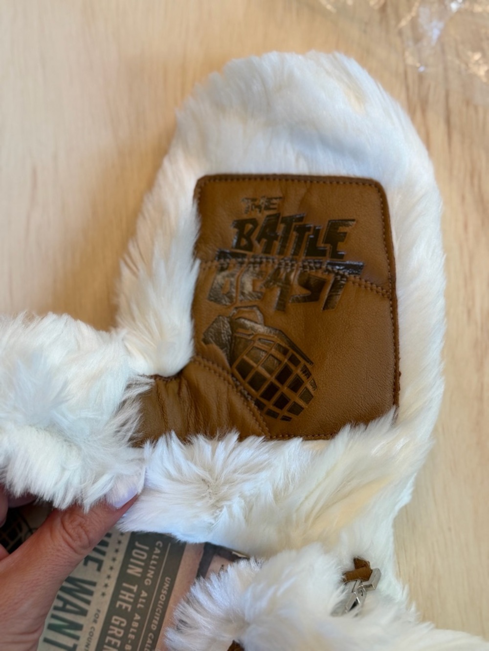 NWT White Faux Fur Grenade Gloves